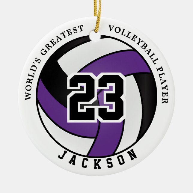 World's Greatest Volleyball Player, Purple & Black Ceramic Ornament (Front)