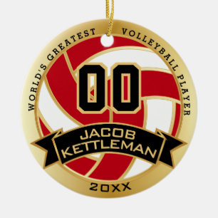 World's Greatest 🏐 Volleyball Player Red and Go Ceramic Ornament