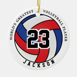 World's Greatest 🏐 Volleyball Red, White & Blu Ceramic Ornament