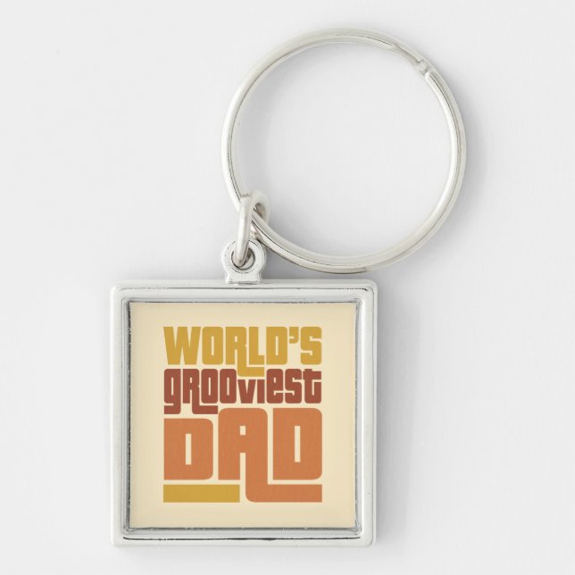 World's Grooviest Dad Retro Funny Keychain (Front)