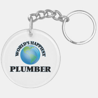 World's Happiest Plumber Keychain