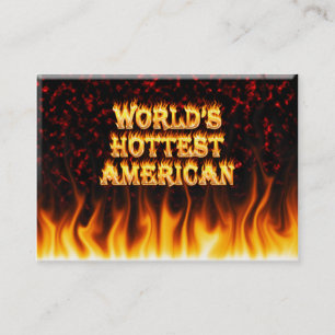World's Hottest American fire and flames red marbl Business Card