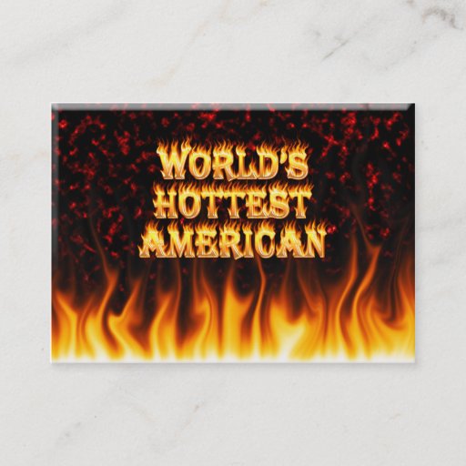 Customizable World's Hottest American fire and flames red marbl Business Cards