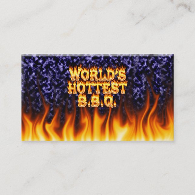 World's hottest BBQ fire and flames blue marble Business Card (Front)