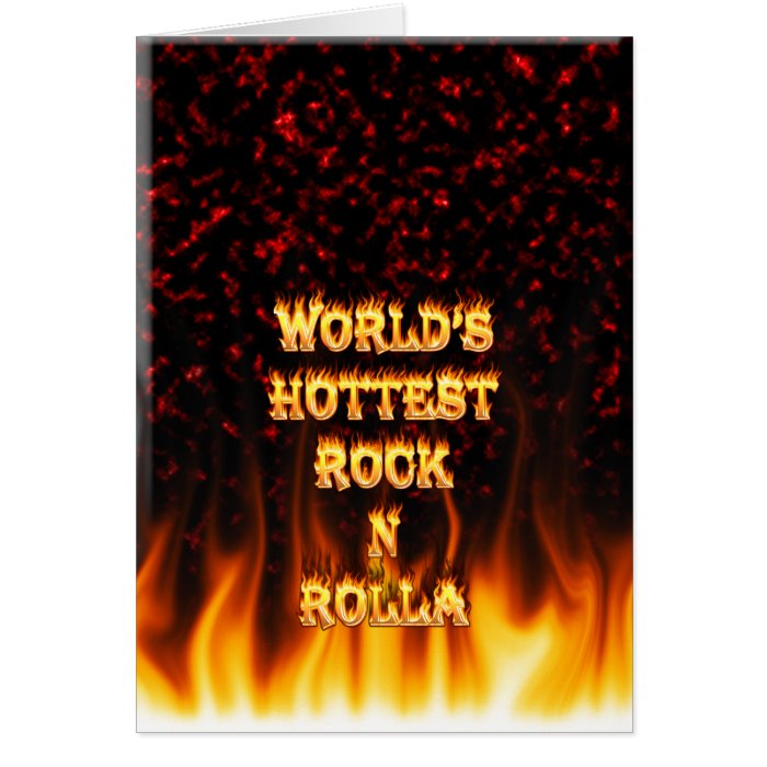 World's Hottest Rock N Rolla fire and flames red m Card