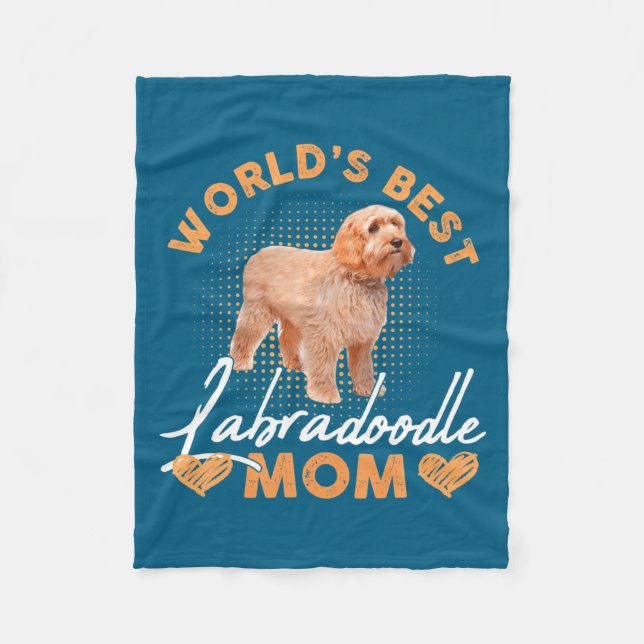 Worlds Labradoodle Mom Dog Funny  Fleece Blanket (Front)