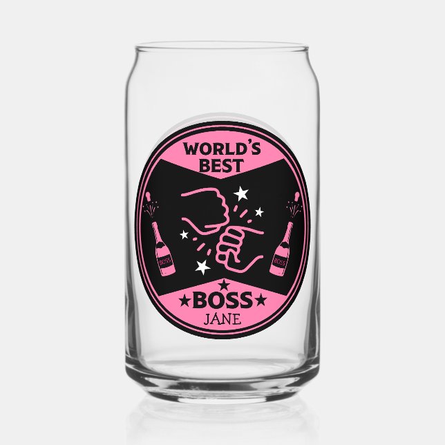 World's lady Greatest Boss Can Glass (Front)