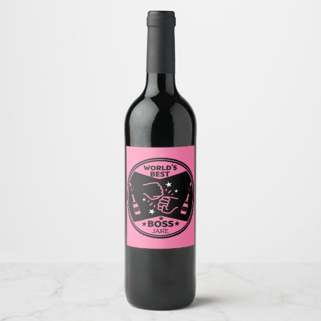World's lady Greatest Boss Wine Label (Front)