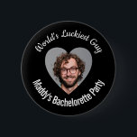 World's Luckiest Guy Bachelorette Party Black Pin<br><div class="desc">Celebrate the soon-to-be-married couple's love and humor with our "World's Luckiest Guy" Bachelorette Party Badge Pin! This amusing and personalized accessory is the perfect addition to any bachelorette party,  adding a touch of fun and playfulness to the festivities.</div>