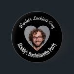 World's Luckiest Guy Bachelorette Party Black Pin<br><div class="desc">Celebrate the soon-to-be-married couple's love and humor with our "World's Luckiest Guy" Bachelorette Party Badge Pin! This amusing and personalized accessory is the perfect addition to any bachelorette party,  adding a touch of fun and playfulness to the festivities.</div>