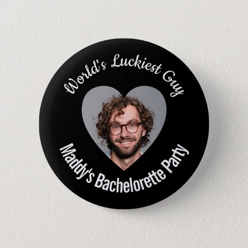 Worlds Luckiest Guy Bachelorette Party Black Pin