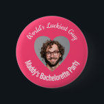 World's Luckiest Guy Bachelorette Party Hot Pink Button<br><div class="desc">Celebrate the soon-to-be-married couple's love and humor with our "World's Luckiest Guy" Bachelorette Party Badge Pin! This amusing and personalized accessory is the perfect addition to any bachelorette party,  adding a touch of fun and playfulness to the festivities.</div>