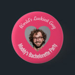 World's Luckiest Guy Bachelorette Party Hot Pink Button<br><div class="desc">Celebrate the soon-to-be-married couple's love and humor with our "World's Luckiest Guy" Bachelorette Party Badge Pin! This amusing and personalized accessory is the perfect addition to any bachelorette party,  adding a touch of fun and playfulness to the festivities.</div>