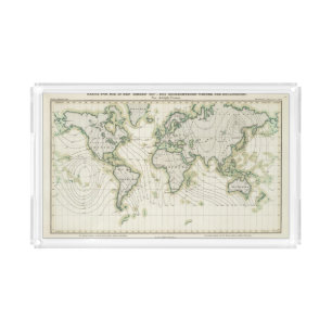 World's magnetic declination acrylic tray