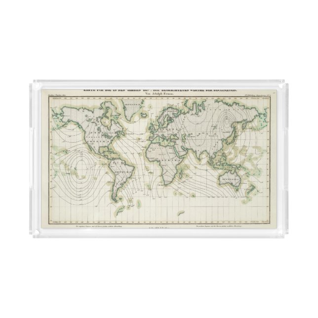 World's magnetic declination acrylic tray (Front)