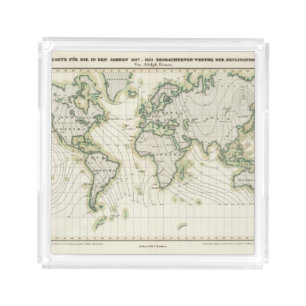 World's magnetic declination acrylic tray