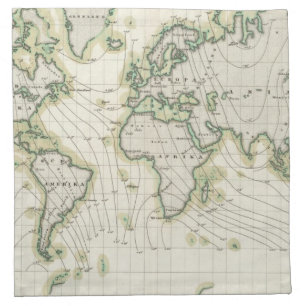 World's magnetic declination napkin