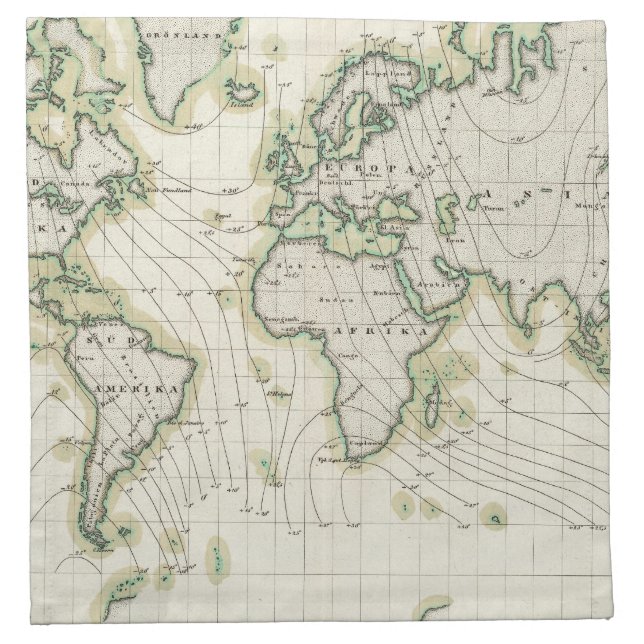 World's magnetic declination napkin (Front)