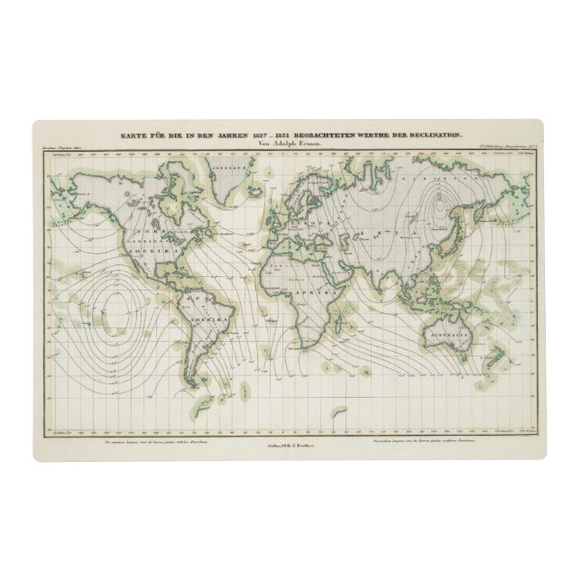 World's magnetic declination placemat (Front)