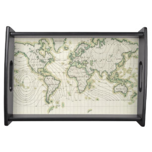 World's magnetic declination serving tray