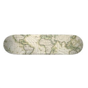 World's magnetic declination skateboard deck