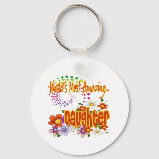 World's Most Amazing Daughter Tropical Flowers Keychain