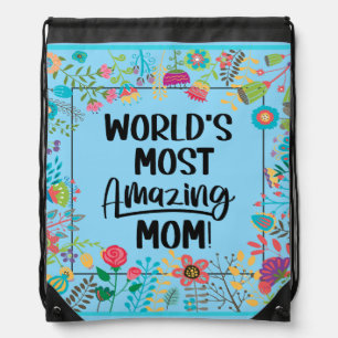 World's Most Amazing Mom Drawstring Bag
