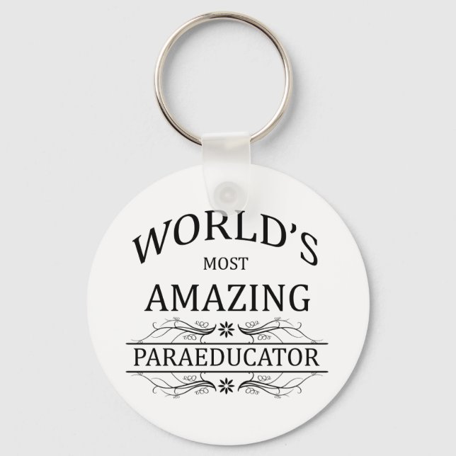World's Most Amazing Paraeducator Keychain (Front)