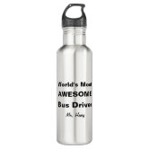 Cute happy yellow school bus cartoon stainless steel water bottle