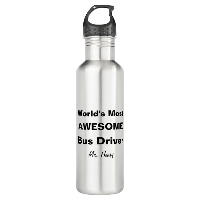 World's Most Awesome Bus Driver Personalized Water Bottle (Front)
