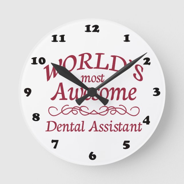 World's Most Awesome Dental Assistant Round Clock (Front)