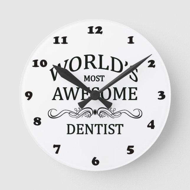 World's Most Awesome Dentist Round Clock (Front)