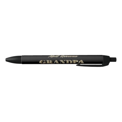 Worlds Most Awesome Grandpa Black Gold Typography Black Ink Pen