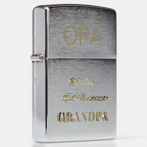Worlds Most Awesome Grandpa Golden Typography Zippo Lighter
