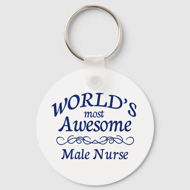 World's Most Awesome Male Nurse Keychain (Front)