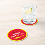 Worlds Most Awesome - MANAGER / the best one Round Paper Coaster Worlds Most Awesome - MANAGER / the best one Round Paper Coaster