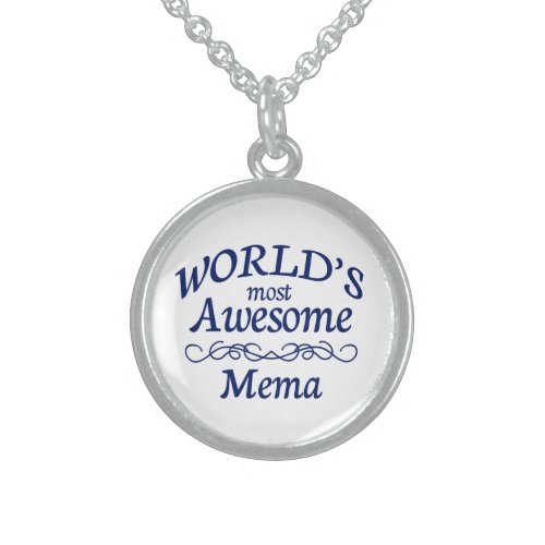 Worlds Most Awesome Mema Sterling Silver Necklace