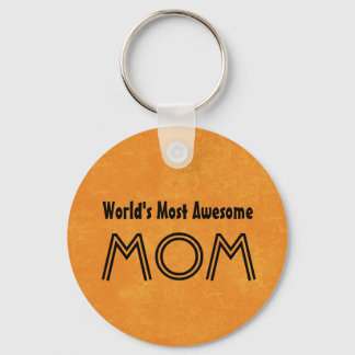 World's Most Awesome MOM Bright Orange Gift Set Keychain