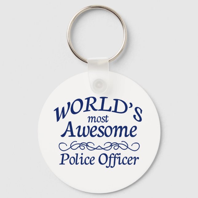 World's Most Awesome Police Officer Keychain (Front)
