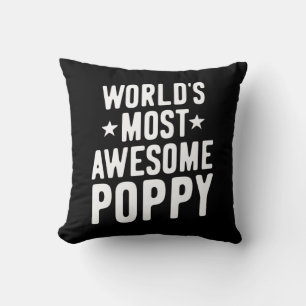 World's Most Awesome Poppy   Father Grandpa Throw Pillow