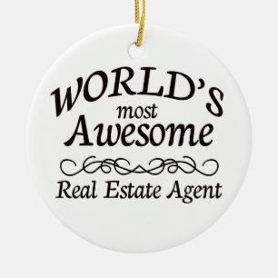 World's Most Awesome Real Estate Agent Ceramic Ornament