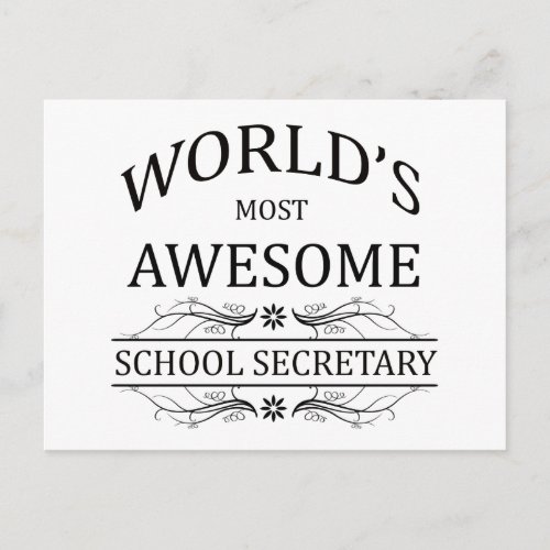 Worlds Most Awesome School Secretary Postcard