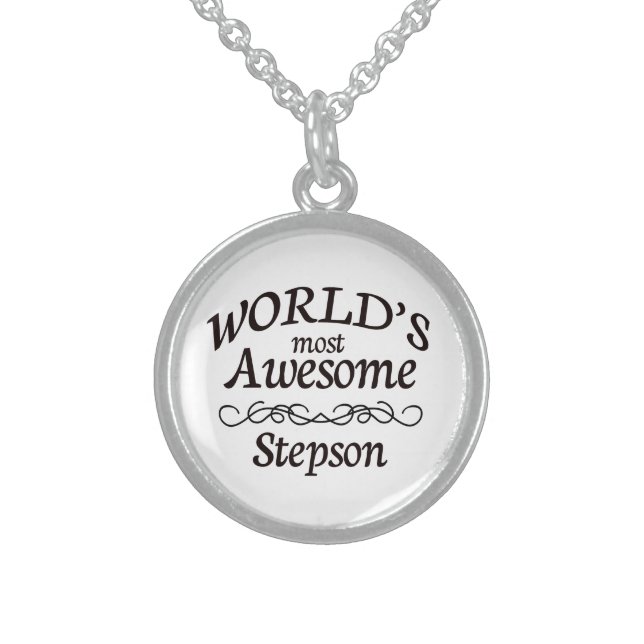 World's Most Awesome Stepson Sterling Silver Necklace (Front)
