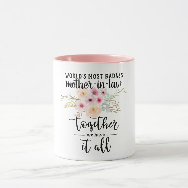 Worlds Most BADASS Mother-In-Law Gift Customizable Mug (Center)
