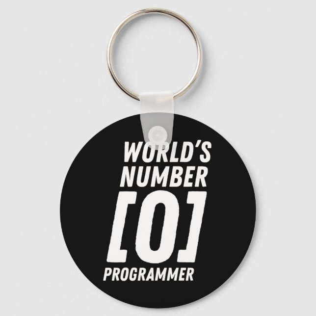 World's Number 0 Programmer Programmer Coding Keychain (Front)
