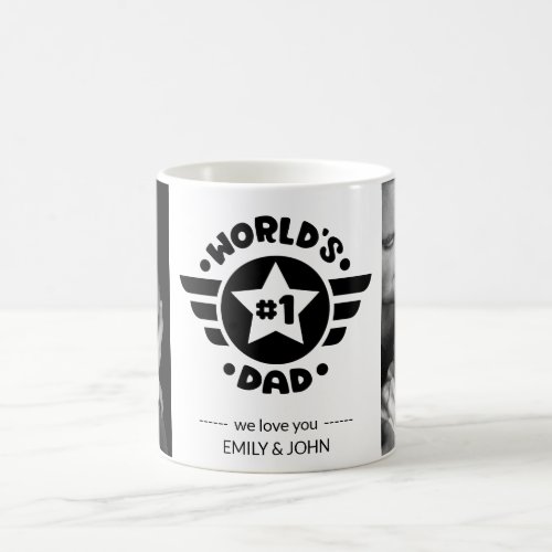 Worlds Number 1 Dad Personalized Text and Photos Coffee Mug