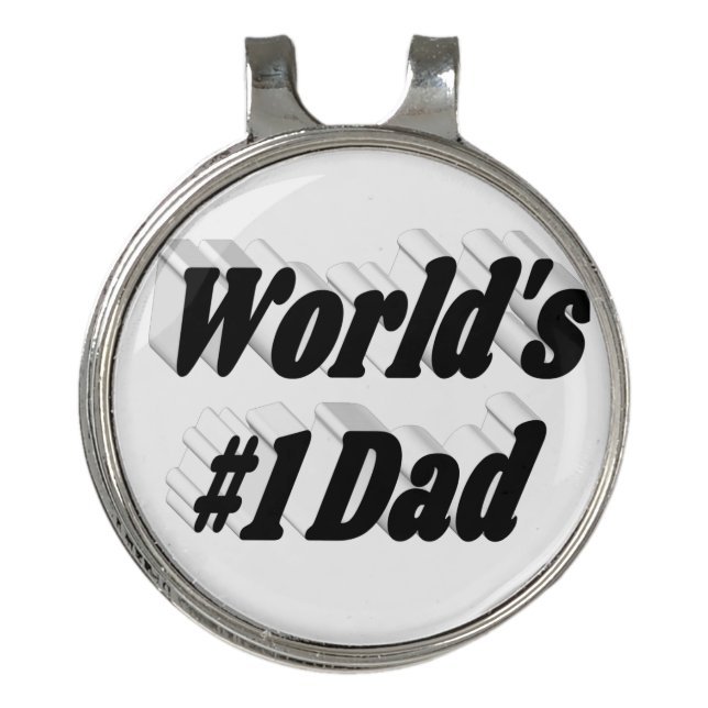 Worlds Number One Dad Fathers Day black text Golf  Golf Hat Clip (Front)