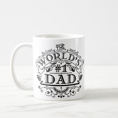 Worlds Number One Dad Vintage Flourish Coffee Mug