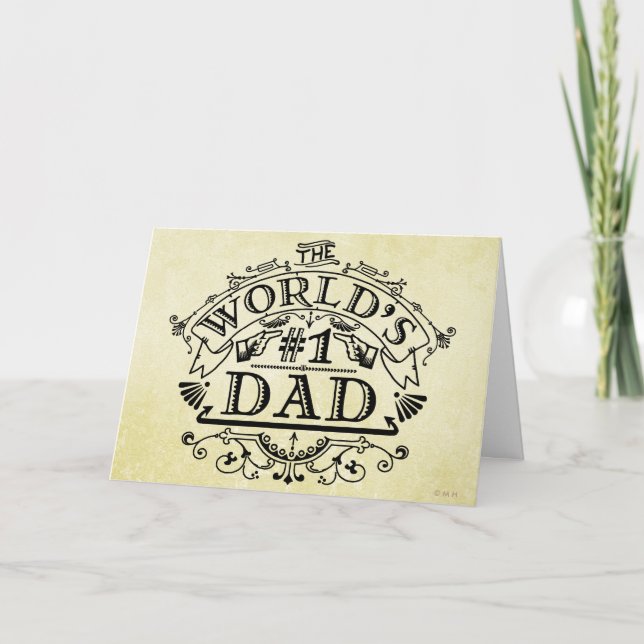 World's Number One Dad Vintage Personalized Card (Front)