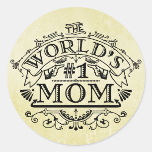 World's Number One Mom Vintage Flourish Classic Round Sticker
